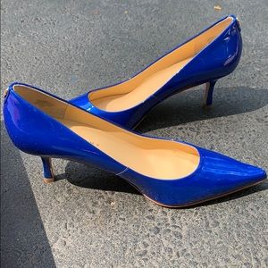 Light blue patent leather kitten heels